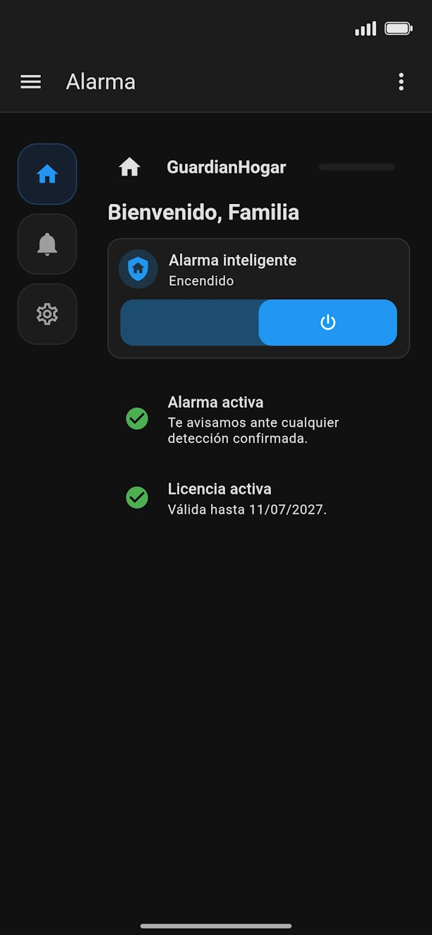 Panel de alarma GuardianHogar